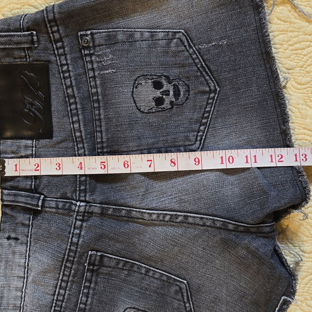 Women's Black Washed Denim Cutoff Shorts - Picture 6 of 7
